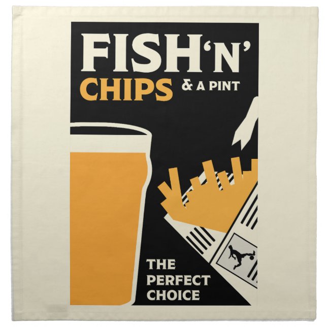 British Fish And Chips       Cloth Napkin (Front)