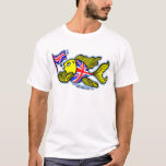 British Fish With A Union Jack Flag T-shirt at Zazzle