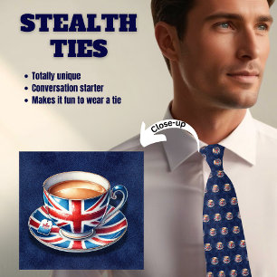 British Flag Aesthetic Patriotic Teacup Stealth Neck Tie