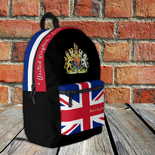 British Flag backpack, United Kingdom, black Printed Backpack