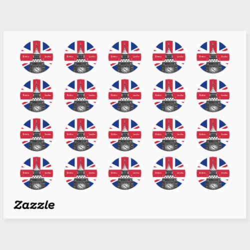 British Flag  Big Ben _ London UK sports fans Classic Round Sticker