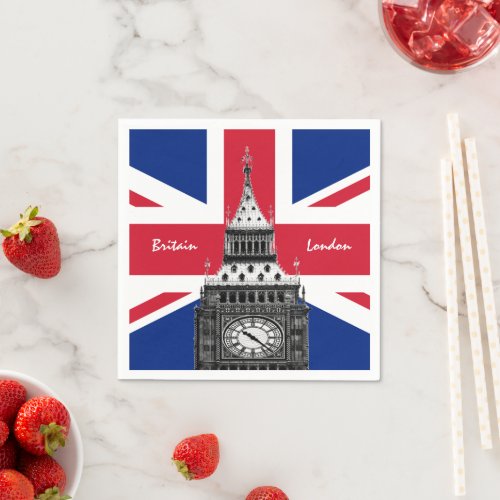 British Flag  Big Ben _ London UK sports fans Napkins