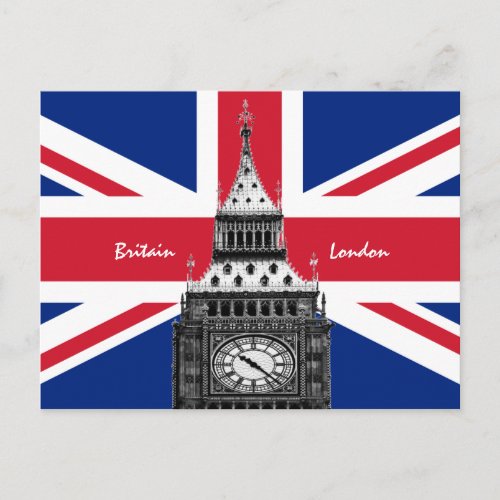 British Flag  Big Ben _ London UK sports fans Postcard