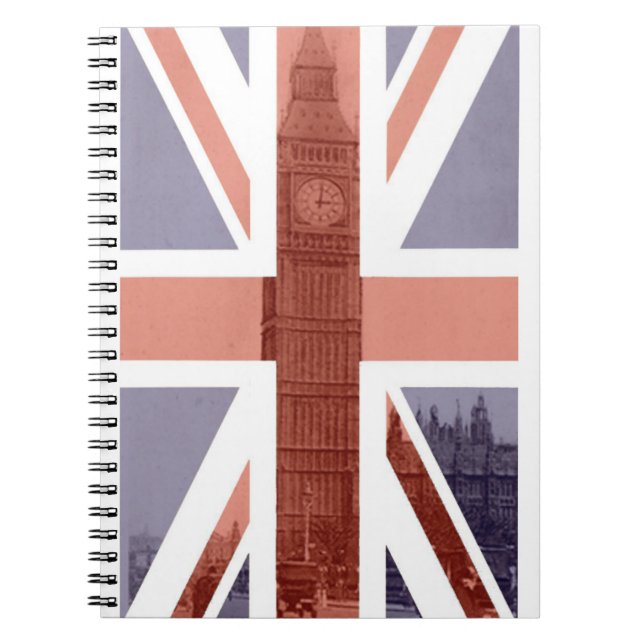 British Flag Big Ben Spiral Notebook (Front)