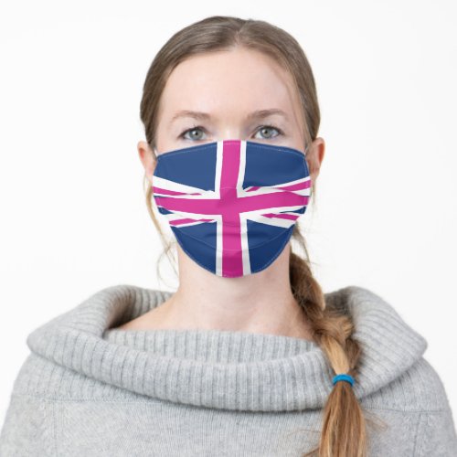 British Flag _ Blue  Pink Adult Cloth Face Mask