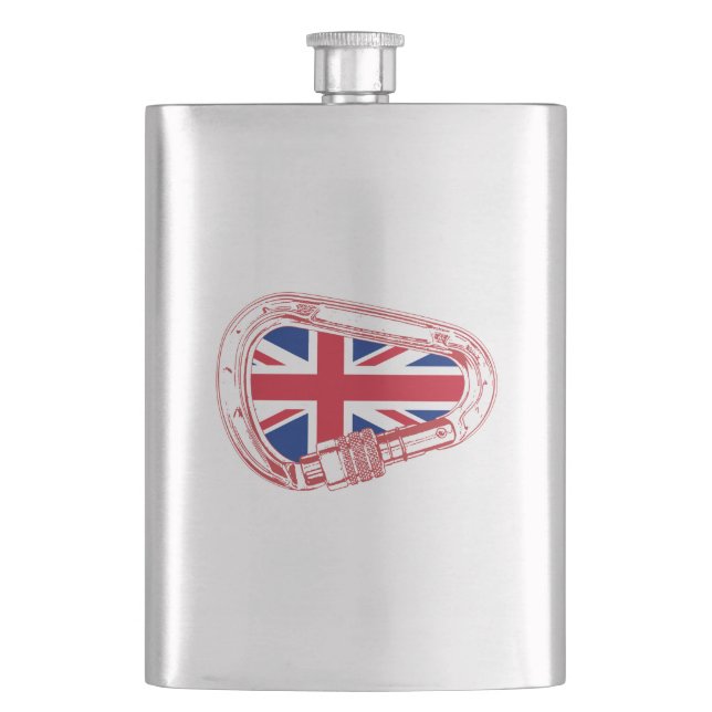 British Flag Climbing Carabiner Flask (Front)