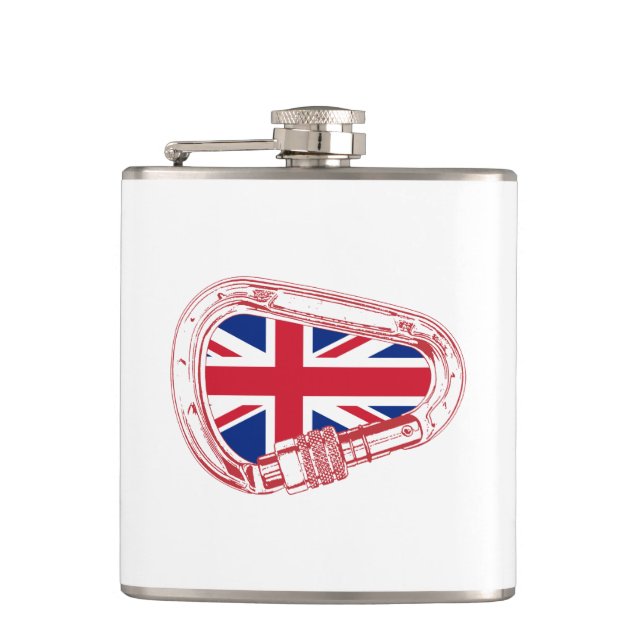 British Flag Climbing Carabiner Flask (Front)