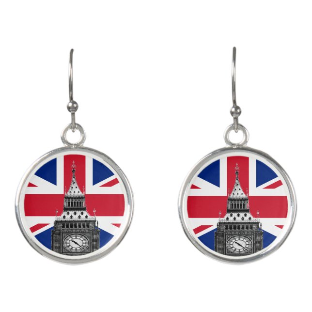 British Flag earrings, Big Ben - London, UK Earrings (Front)