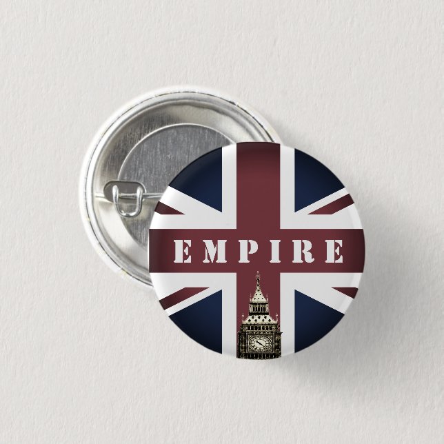 British Flag & Empire, United Kingdom, Big Ben UK Button (Front & Back)