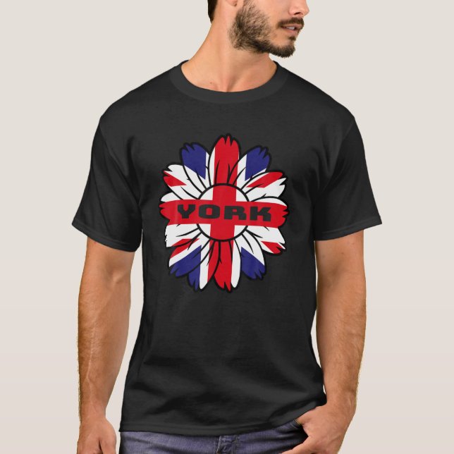 British Flag England UK Britain Sunflower York Uni T-Shirt (Front)
