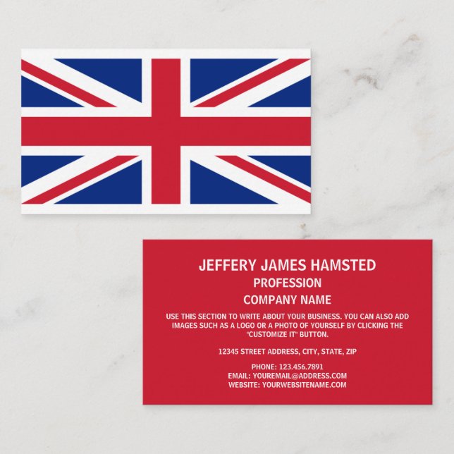 British Flag, Flag of United Kingdom Business Card (Front/Back)