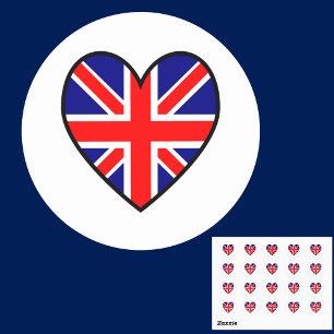 British Flag Heart Valentine Classic Round Sticker