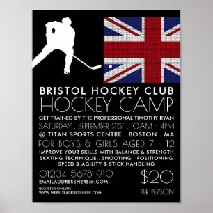 British Flag, Hockey Player, Camp Advertising Poster