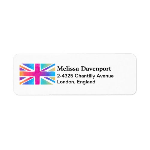 British Flag in Bright Watercolors Patriotic Label