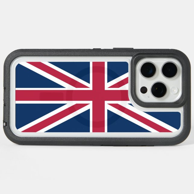 British flag iPhone 15 pro max case (Back Horizontal (White Titanium))