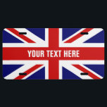British flag license plate with Union Jack<br><div class="desc">British flag license plate with Union Jack and personalized text. English colors of Great Britain Uk United Kingdom.</div>