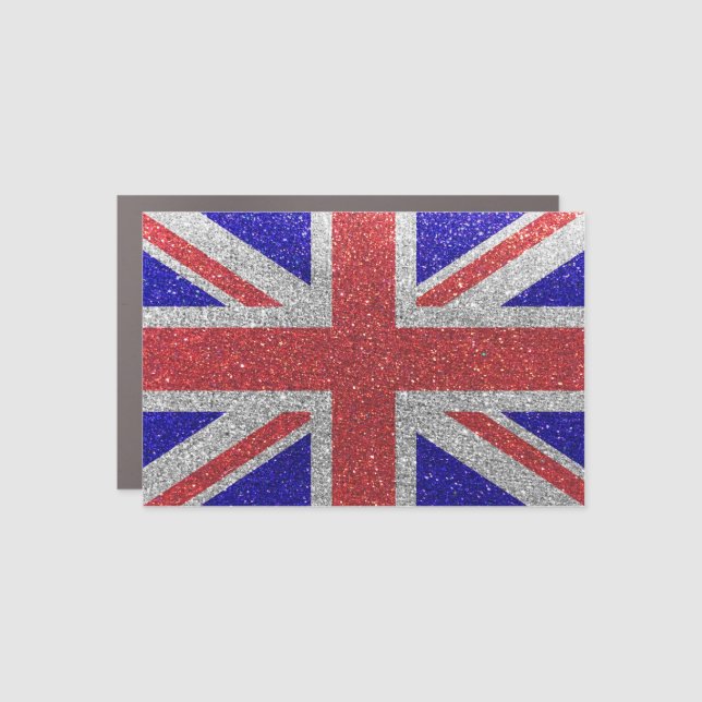 British Flag London UK Candy Glitter Sparkle Car Magnet (Front)