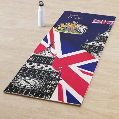 British Flag mat Big Ben UK symbols London Yoga Mat