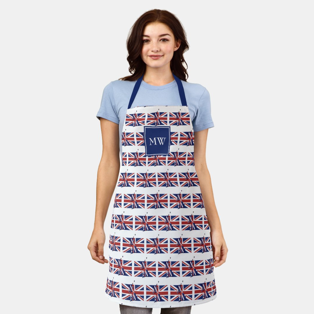 BRITISH FLAG | Monogram | Union Jack Apron | Zazzle