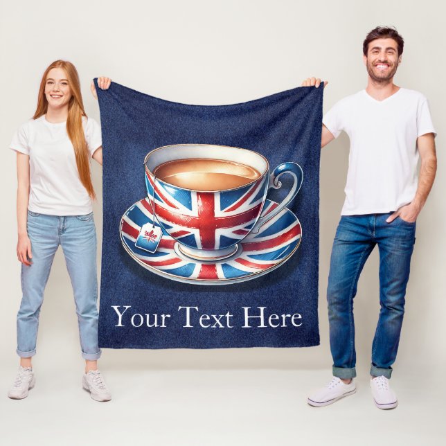 British Flag on English Teacup Fleece Blanket (In Situ)