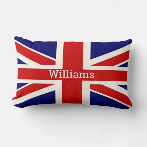 BRITISH Flag Personalized  Lumbar Pillow