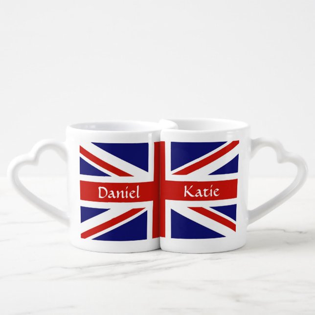 British Flag Personalized Mug Set (Front Nesting)