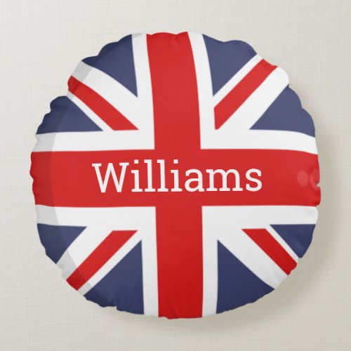 BRITISH Flag Personalized Round Pillow