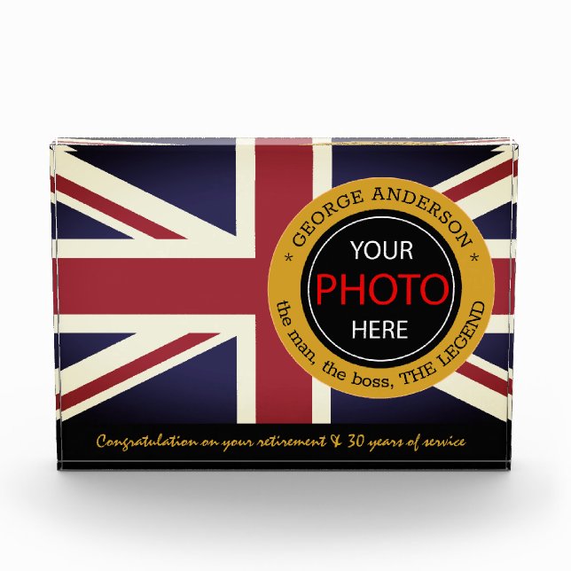 British Flag Photo Block & United Kindom / name UK (Front)