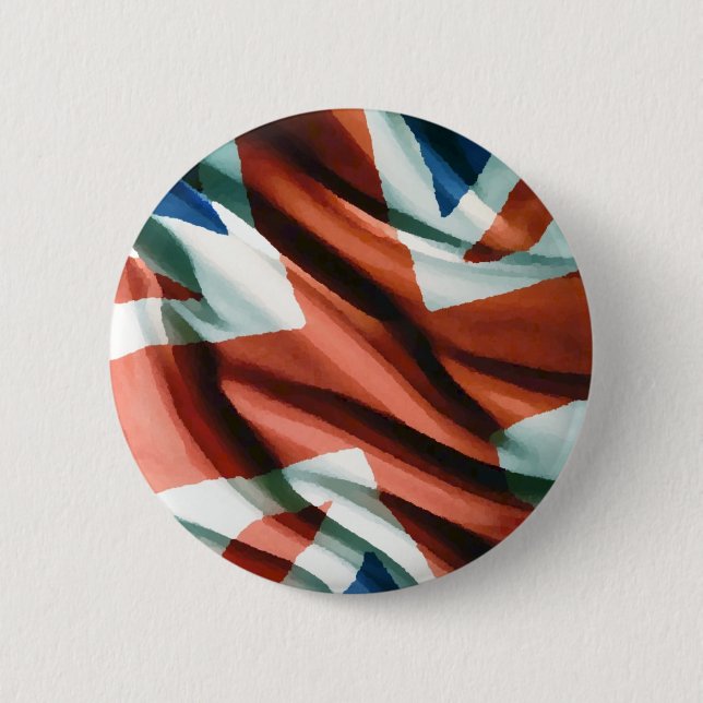 British Flag Pop Art Pinback Button (Front)