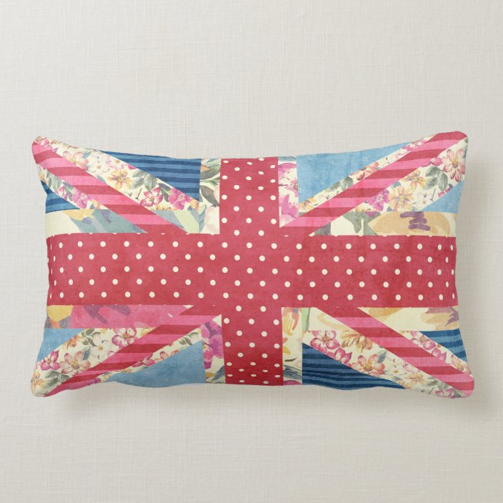 British Flag Quilt Shabby Chic Lumbar Pillow Zazzle Com