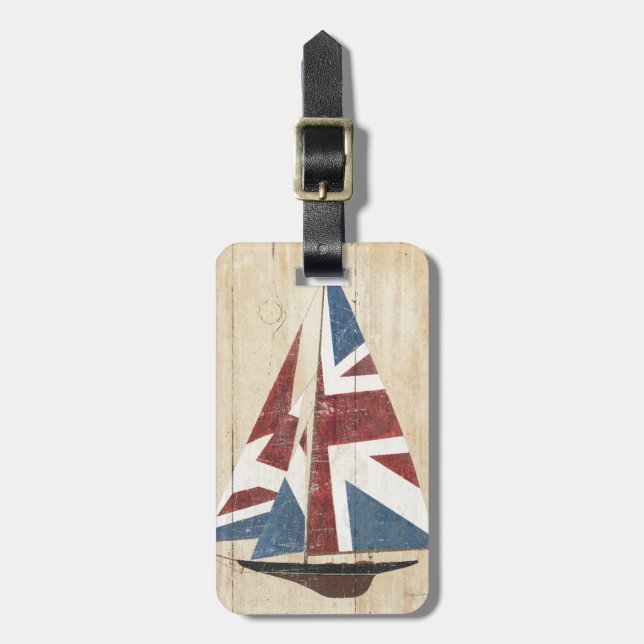 British Flag Sailboat Luggage Tag (Front Vertical)