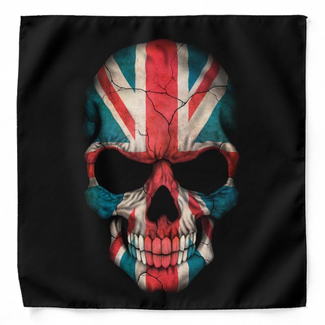 British Flag Skull on Black Bandana (Front)