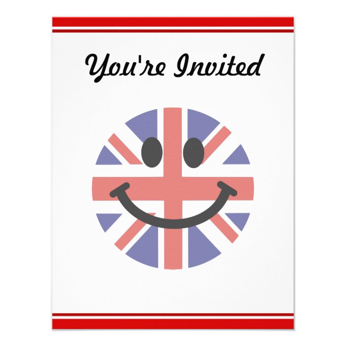 British Flag Smiley face Personalized Invitations