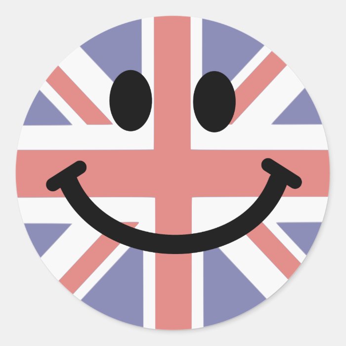 British Flag Smiley face Stickers