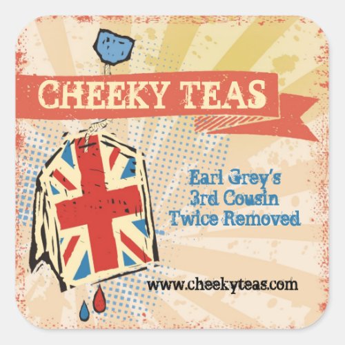 British flag teabag hand blended teas label