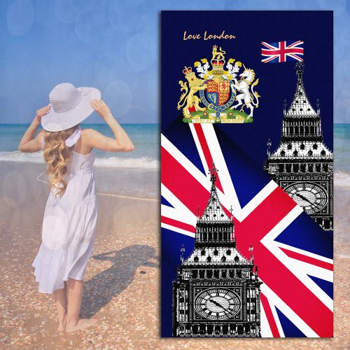 British Flag towel Big Ben Britain London Beach Towel