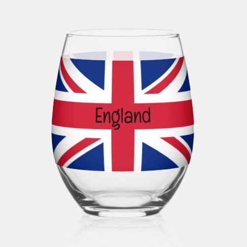 British Flag Union Jack Design Stemless Wine Glass