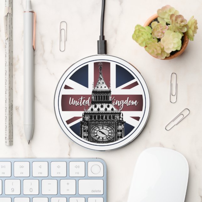 British Flag, Union Jack Flag, Big Ben, UK Wireless Charger (Desk)