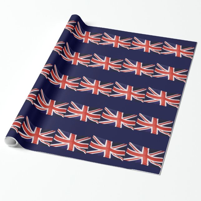 British Flag, Union Jack, Patriotic Design Wrapping Paper (Unrolled)