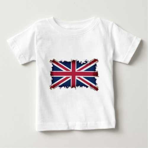British Flag Union Jack Patriotic Grunge Baby T_Shirt