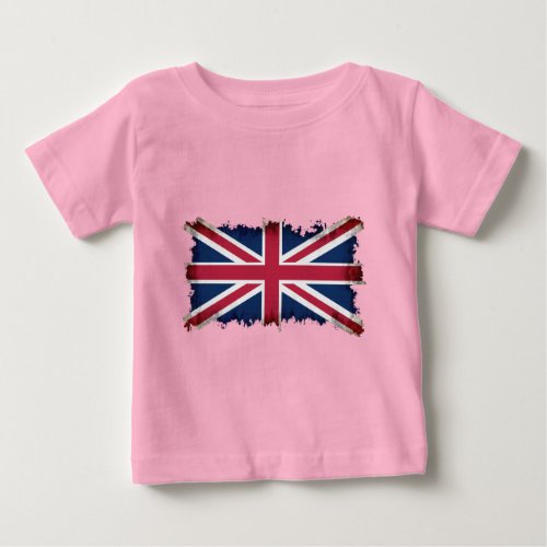 British Flag Union Jack Patriotic Grunge Baby T_Shirt