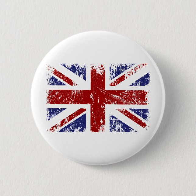 British Flag Union Jack Punk Grunge Button (Front)