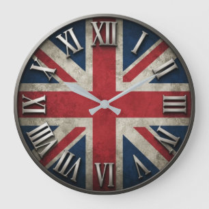 British Flag Union Jack Vintage Large Clock
