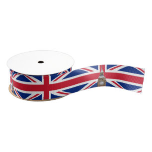 British Flag & United Kingdom Big Ben London/sport Grosgrain Ribbon
