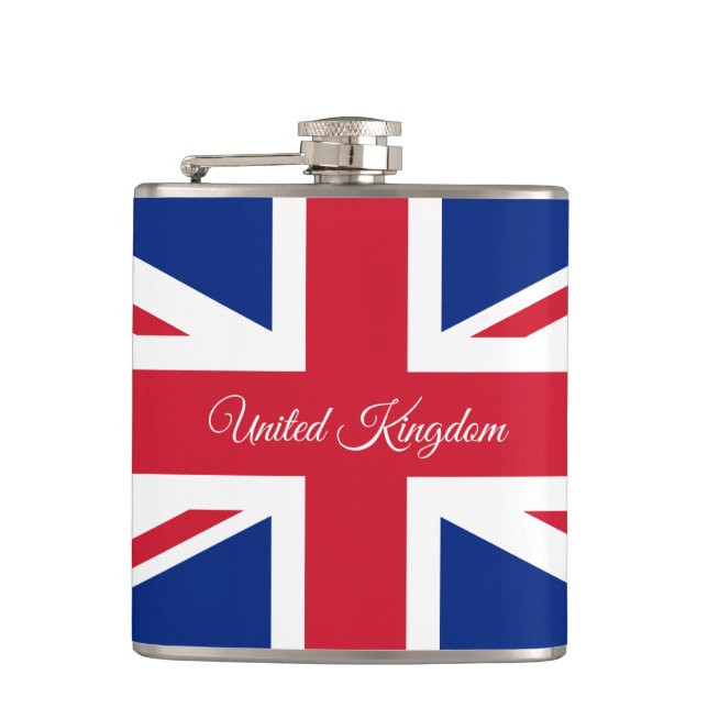 British Flag & United Kingdom fashion /sports fans Flask (Front)