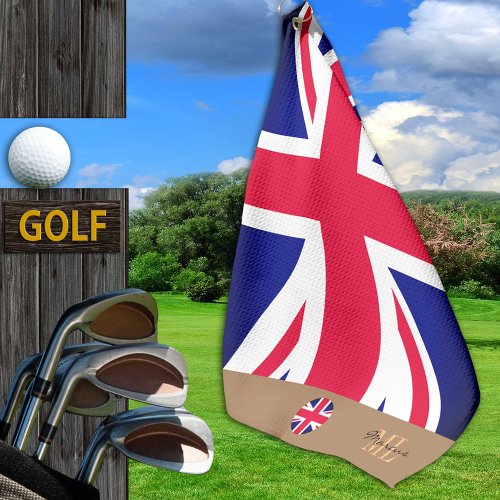 British flag  United Kingdom monogrammed golf Go Golf Towel