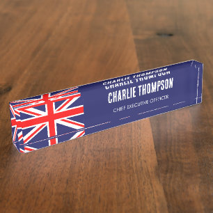 British Flag, United Kingdom Office Desk Name Plate