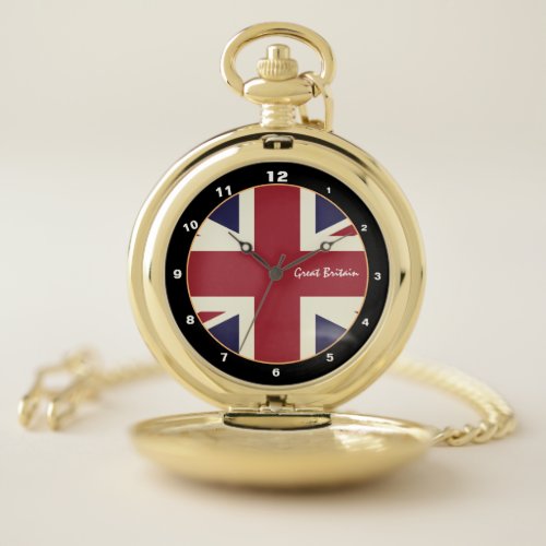 British Flag  United Kingdom trendy fashion UK Pocket Watch