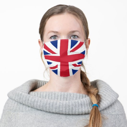 BRITISH FLAG UNITED KINGDOM UNION JACK ADULT CLOTH FACE MASK (Worn)