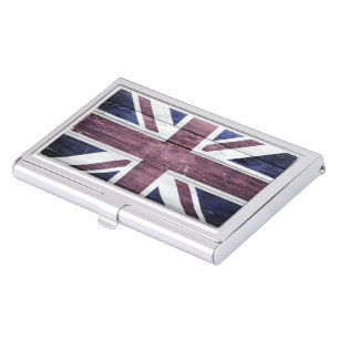 British Flag Vintage Wood Business Card Holder